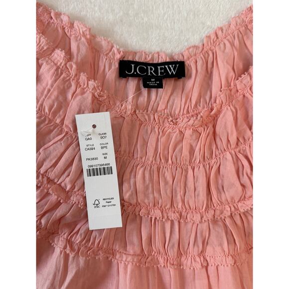 J Crew Peach Sleeveless Tank Top Coral Ruffled Crop Top Blouse Size M NWT - Picture 7 of 9